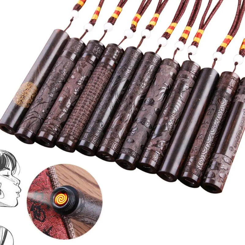 Electronics And Gadgets With I - Creative Carving Sandalwood Electronic Lighter Portable